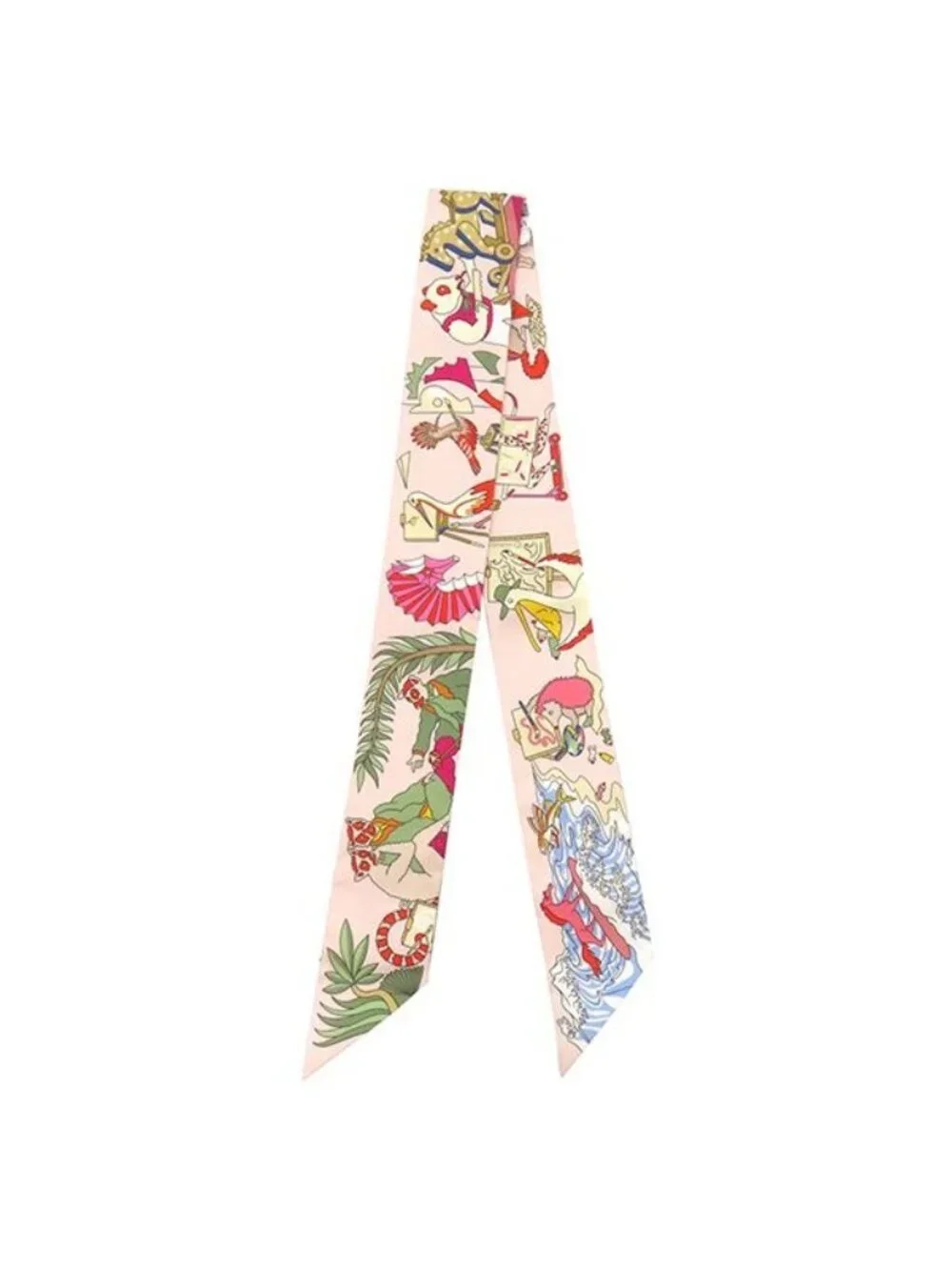 Hermes Scarf Twilly Silk Rose Narkle Vert Amande Multicolor Academia